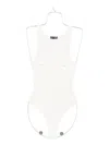 Mugler Scoop-neck Embellished Bodysuit In White
