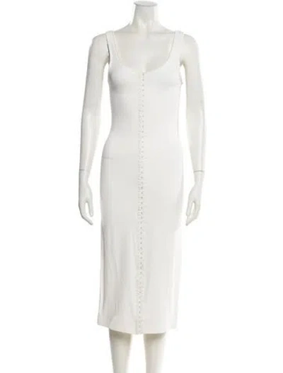 Pre-owned Mugler Scoop Neck Midi Length Dress W/ Tags In White