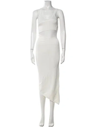 Pre-owned Mugler Scoop Neck Midi Length Dress In White