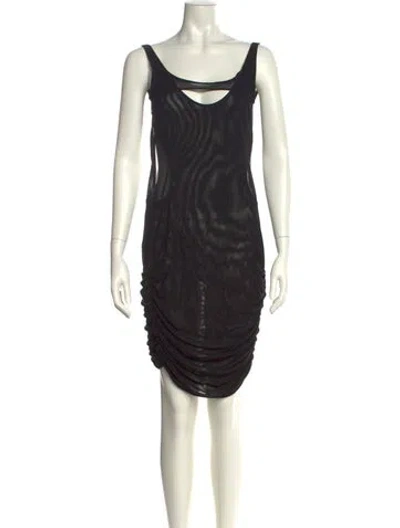 Pre-owned Mugler Scoop Neck Mini Dress In Black