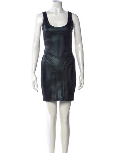 Pre-owned Mugler Scoop Neck Mini Dress In Black