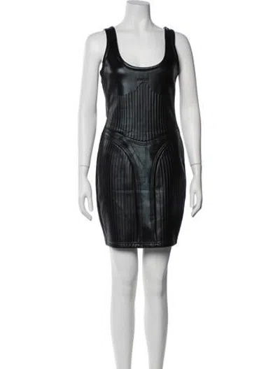 Pre-owned Mugler Scoop Neck Mini Dress In Black