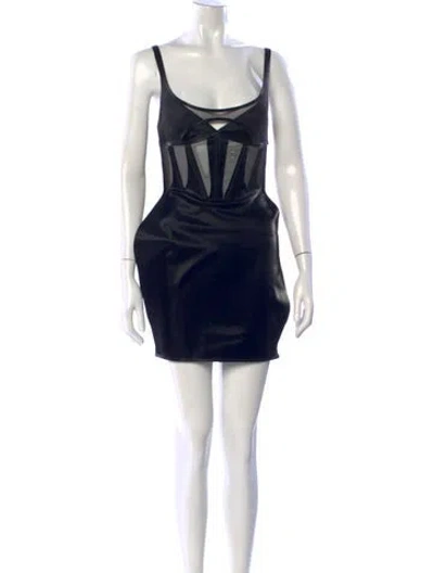 Pre-owned Mugler Scoop Neck Mini Dress In Blue