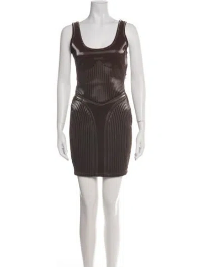 Pre-owned Mugler Scoop Neck Mini Dress In Green