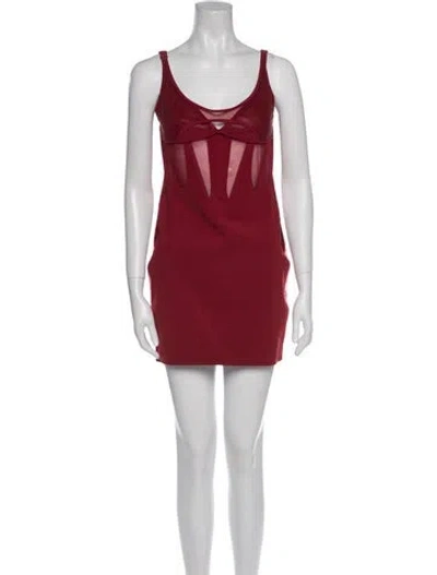 Pre-owned Mugler Scoop Neck Mini Dress In Red