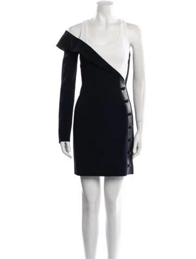 Pre-owned Mugler Scoop Neck Mini Dress W/ Tags In Blue