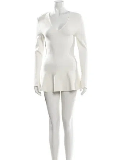 Pre-owned Mugler Scoop Neck Mini Dress In White