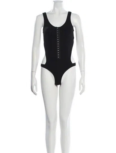 Pre-owned Mugler Scoop Neck Sleeveless Bodysuit In Black