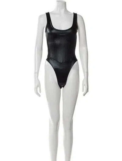 Pre-owned Mugler Scoop Neck Sleeveless Bodysuit In Blue
