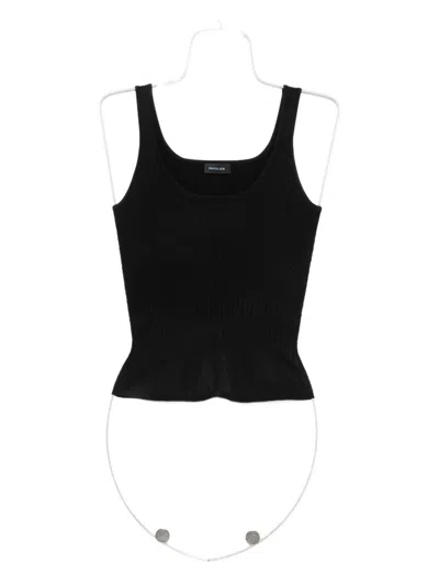 Mugler Scoop-neck Tank Top In Black