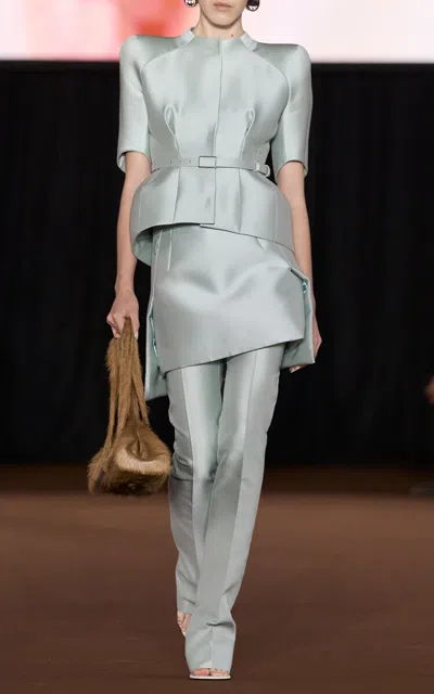 Mugler Sculpted Mikado Jacket In Gray