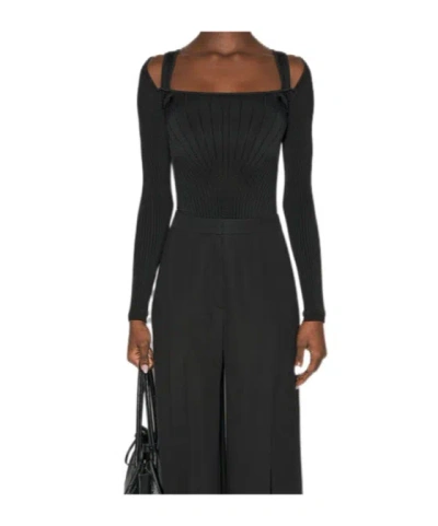 Mugler Sculpting Knit Bodysuit In Black