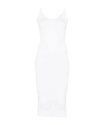 Mugler Sculpting Knit Dress In White