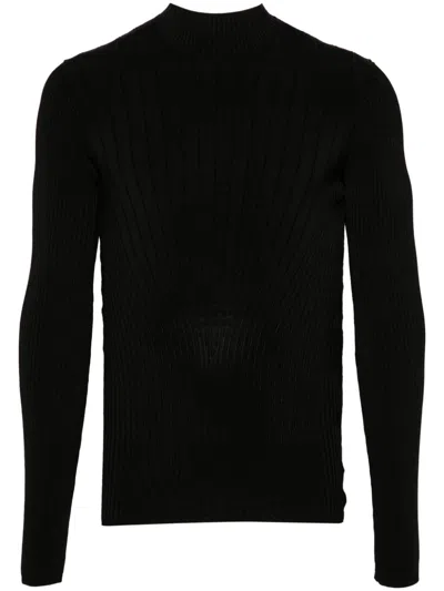 Mugler Sculpting-knit Top In Black