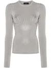 Mugler Knit Top In Grey Melange