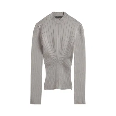 Pre-owned Mugler Sculpting Knit Top 'grey Melange' | Women's Size S