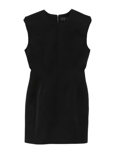 Mugler Padded-shoulder Sleeveless Mini Dress In Black