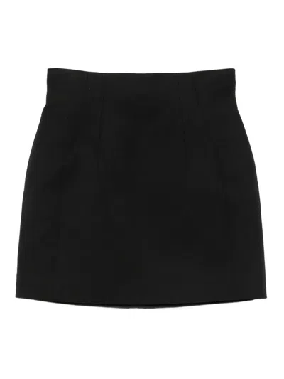 Mugler High-rise Wool Miniskirt In Black