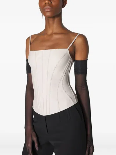 Mugler Seamed-panelled Corset Top In White