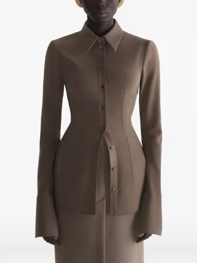 Mugler Seam-embellished Shirt In Burgundy