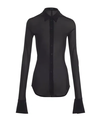 Mugler Semi-sheer Jersey Shirt In Black