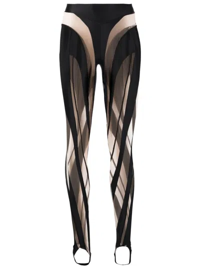 Mugler Semi-sheer Leggings In Black