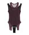 Mugler Semi-transparent Layered Jumpsuit In Brown