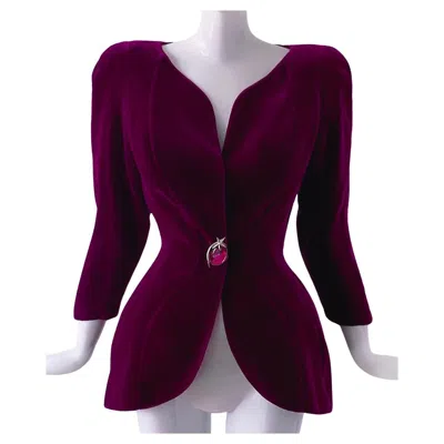 Pre-owned Mugler Sensational Thierry  Blazer Jacket Extremely Rare Jewelry Crystal Velvet In Black