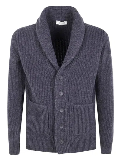 Mugler Shawl Collar Pocket Cardigan In Blue