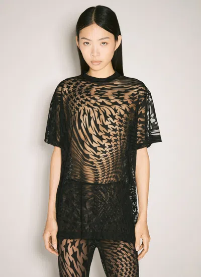 Mugler Sheer Flocked Star T-shirt In Black
