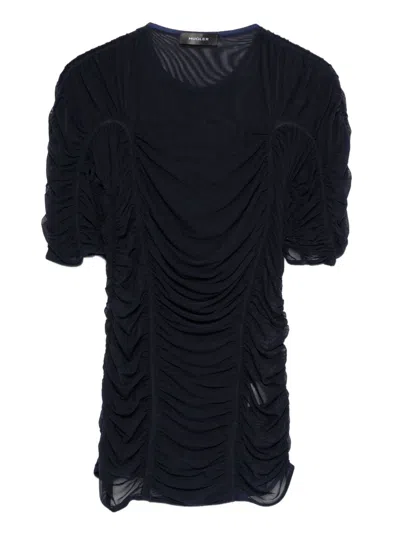 Mugler Sheer Mesh Top In Black