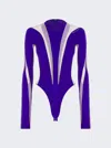 Mugler Panelled Jersey And Tulle Bodysuit In Multi