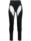 Mugler Sheer-panel Flared Trousers In Black