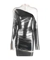 Mugler Silver Impossible Neckline Minidress In Black
