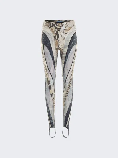 Mugler Sheer Spiral Leggings In Multi