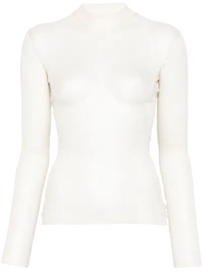 Mugler Sheer Sweater In Neutrals