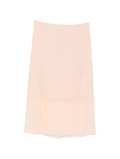 Mugler High Waist Sheer Midi Length Skirt In Neutral
