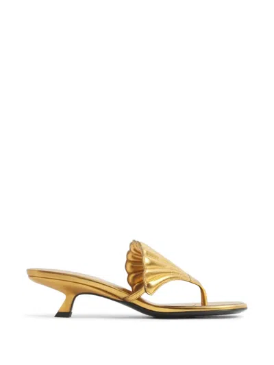Mugler Shell-detail Sandals In Gold
