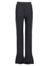 Mugler Flared High-waisted Trousers With Belted Detail In Black