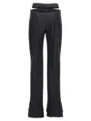 Mugler Flared High-waisted Trousers With Belted Detail In Black