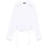 Mugler Slim Fit V-neck Optical White Organic Cotton Shirt Women In White