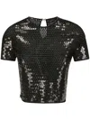 Mugler Sequined Crop Top In Black