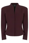 Mugler Tailored Wool Jacket Structured Shoulders In Burgundy