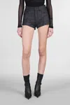 Mugler Navy Bi-material Denim Shorts In Black