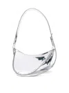 Mugler Adjustable Metallic Strap Shoulder Bag In Grey
