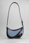 Mugler Shoulder Bag In Blue Leather And Fabric In Blue