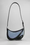 Mugler Shoulder Bag In Blue Leather And Fabric In Blue