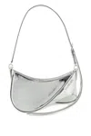 Mugler Adjustable Metallic Strap Shoulder Bag In Gray