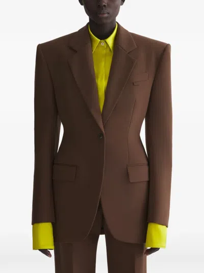 Mugler Shoulder Pads Blazer In Brown