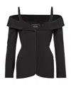 Mugler Shoulder Strap Sleeveless Casual Jacket In Black
